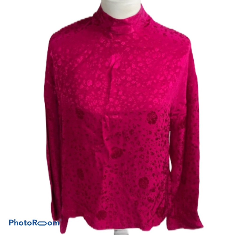 TopShop mock neck Asian inspired bell sleeve top 2 - Picture 2 of 8
